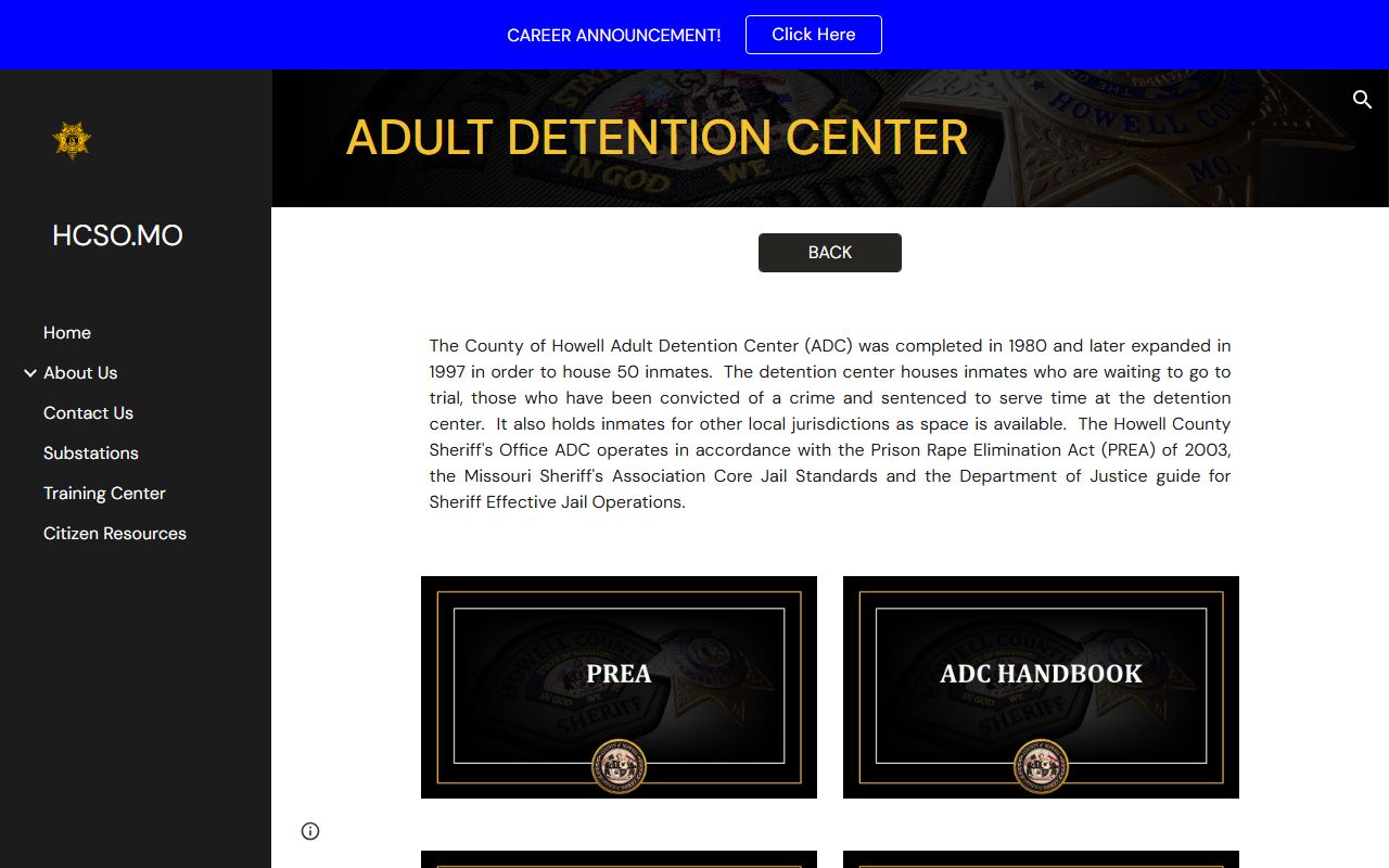 Howell County Adult Detention Center jail information page